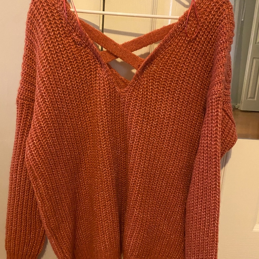 Orangey/Red Cozy Knit Sweater